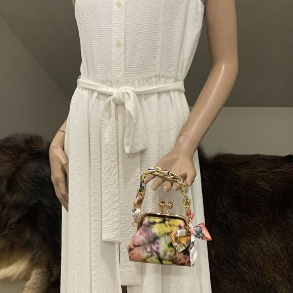 Handmade Genuine Leather  Tie-dye Print Kisslock Wallet/Wristlet/Coin purse - Picture 9 of 16